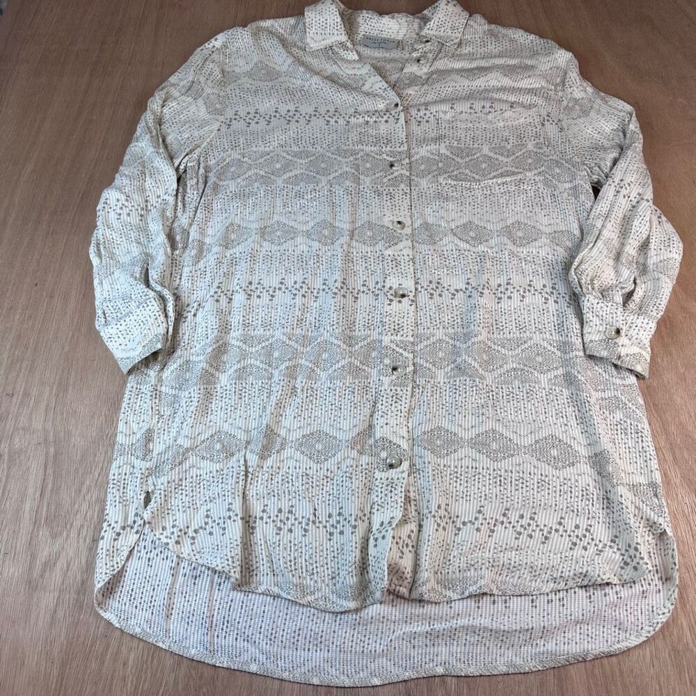 Dress Forum Los Angeles Boho Button-Front Tunic Top Size S Rayon